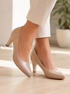 Pantofi eleganți damă nude cu toc - model clasic