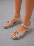 Sandale casual damă bej din piele naturală