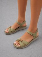 Sandale casual damă verzi din piele naturală