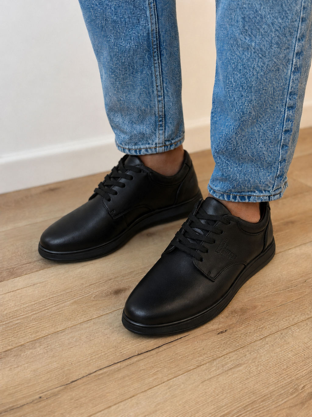 Pantofi casual bărbați negri din piele naturală confortabili