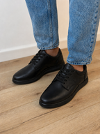 Pantofi casual bărbați negri din piele naturală confortabili