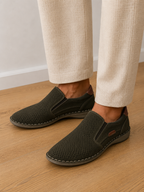Pantofi casual bărbați kaki din piele naturală cu perforații