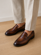 Pantofi eleganți bărbați maro din piele naturală cu talpă neagră