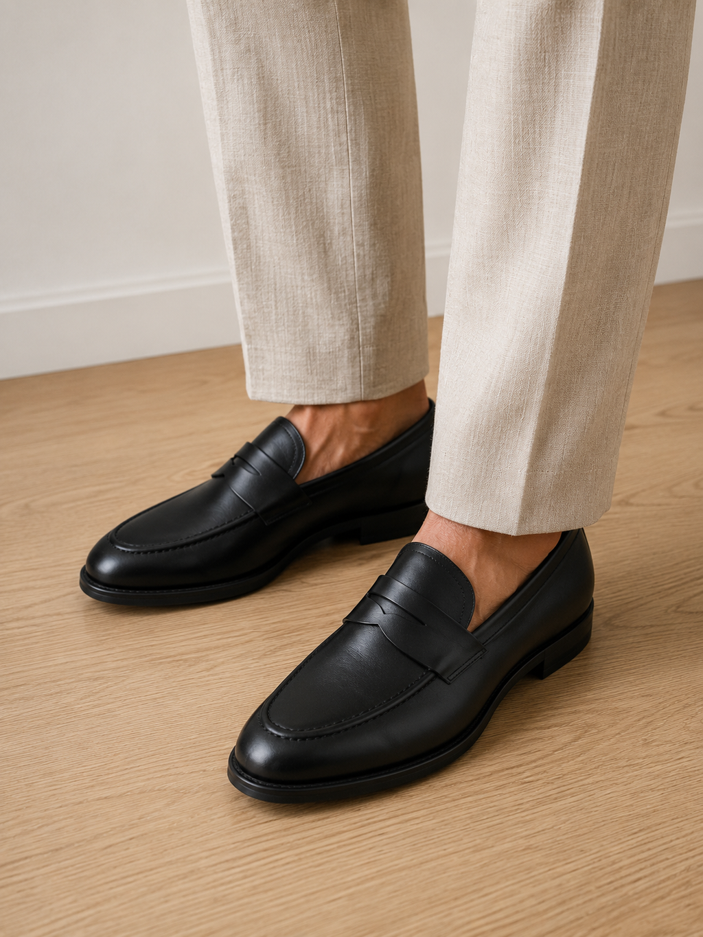 Pantofi eleganți bărbați negri din piele naturală cu talpă neagră