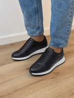 Pantofi sport bărbați negri din piele naturală cu design clasic