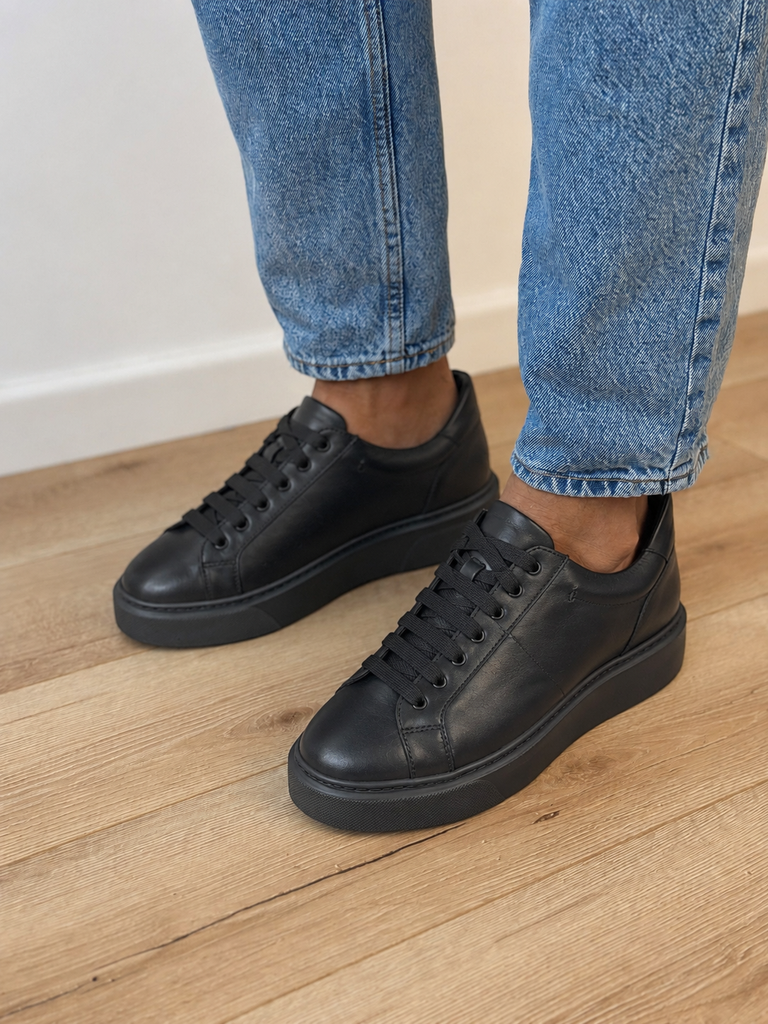 Adidași Bărbați Negri din Piele Naturală – Stil Urban, Talpă Groasă