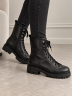 Ghete damă din piele naturală, negre 6303