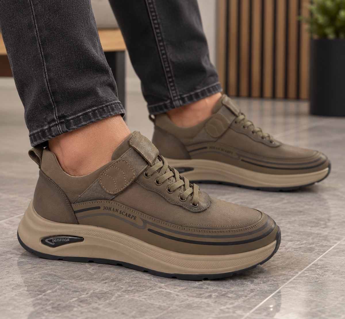 Pantofi sport bărbați din piele naturala maro