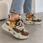 Adidași Damă Casual cu Talpă Groasă – Maro, Muștar & Portocaliu
