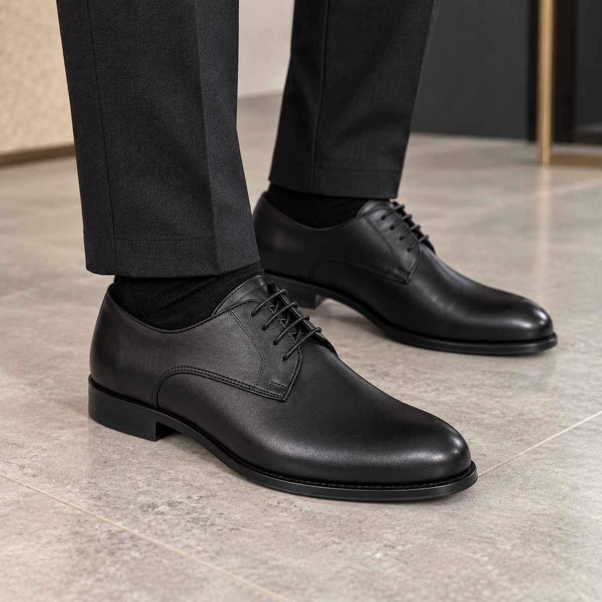Pantofi eleganți bărbați negri din piele naturala