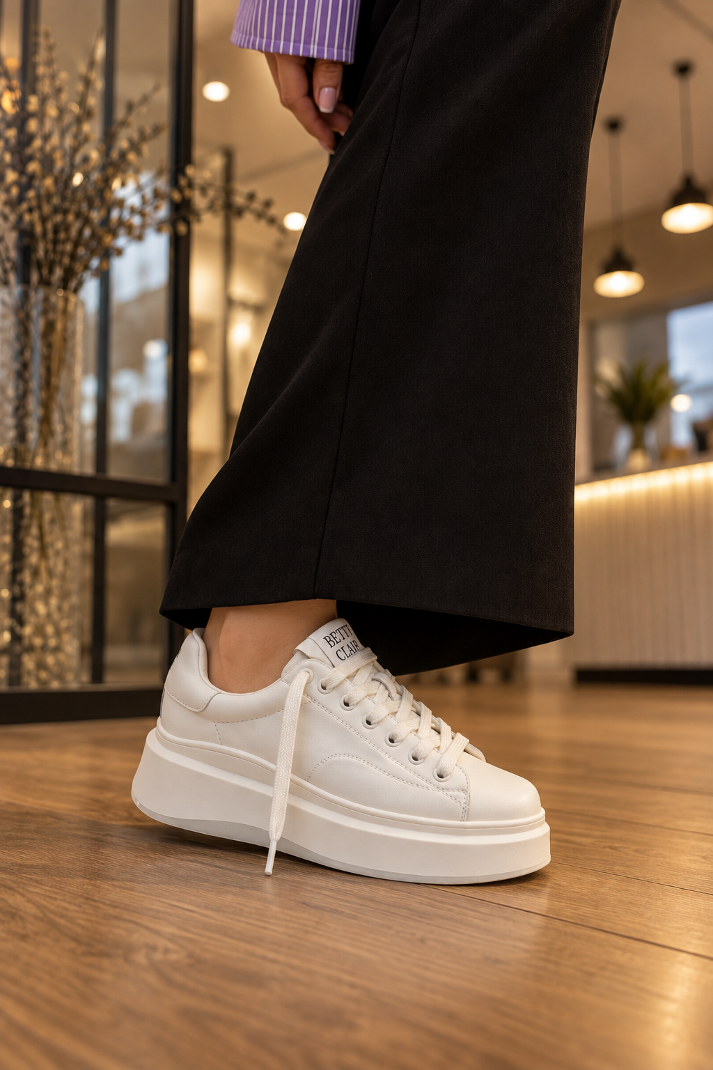 Pantofi sport damă albi din piele naturala