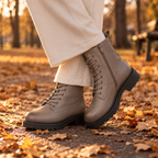 Ghete damă din piele naturală, gri