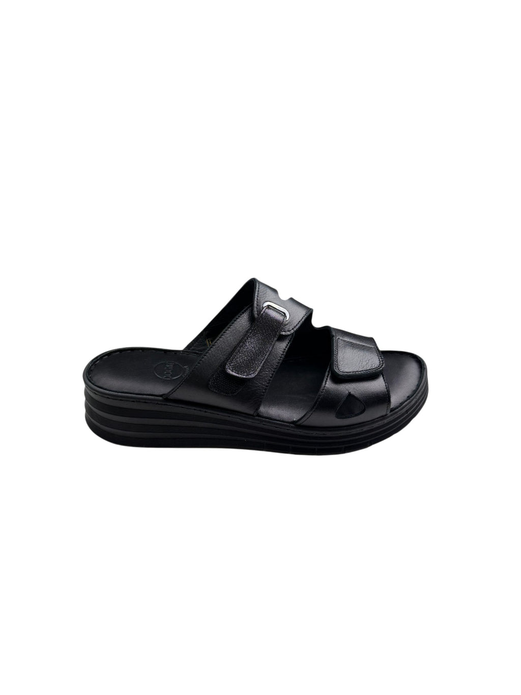 Papuci damă negri din piele naturală cu arici dublu
