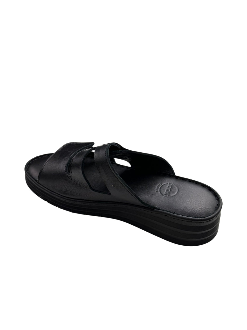 Papuci damă negri din piele naturală cu arici dublu