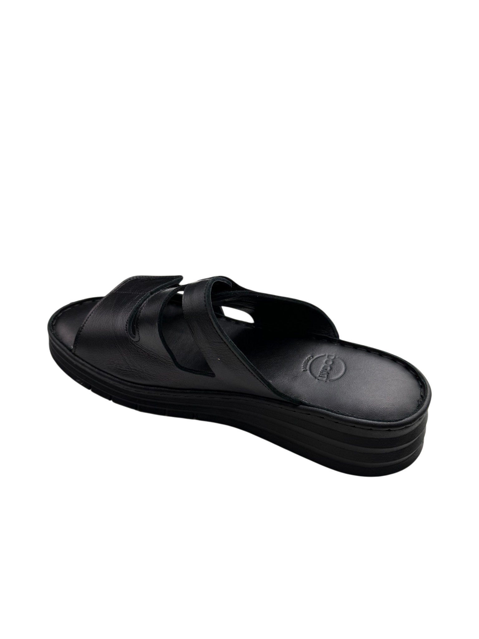 Papuci damă negri din piele naturală cu arici dublu