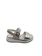 Sandale casual damă bej din piele naturală cu print snake
