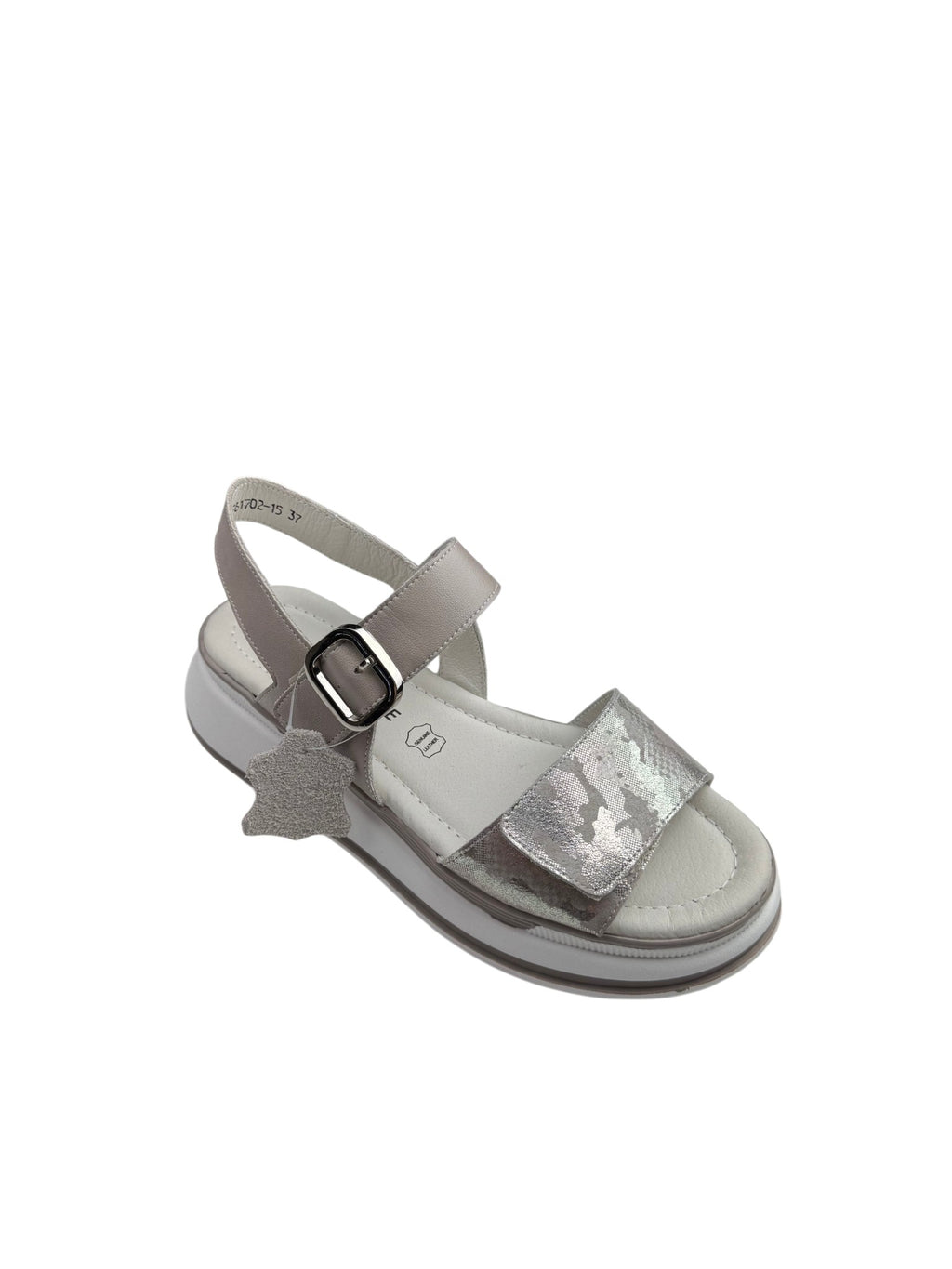 Sandale casual damă bej din piele naturală cu print snake