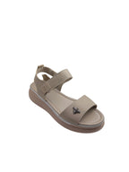 Sandale casual damă bej din piele naturală cu ornament albinuță