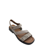 Sandale casual damă bej din piele naturală cu ornament H