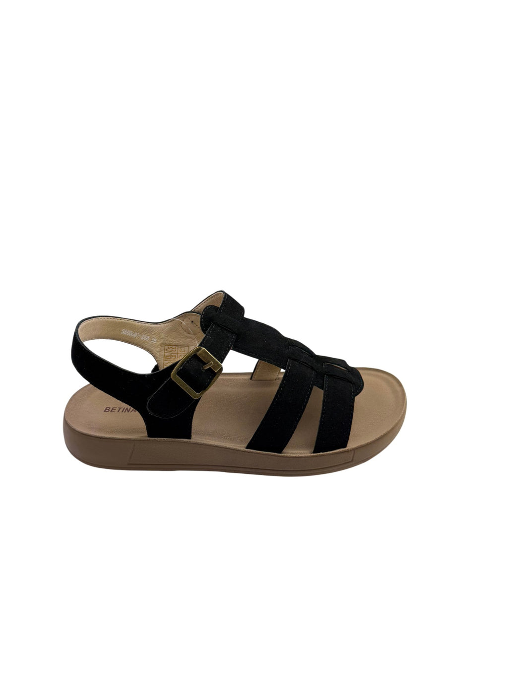 Sandale casual damă negre din piele naturală întoarsă cu bretele