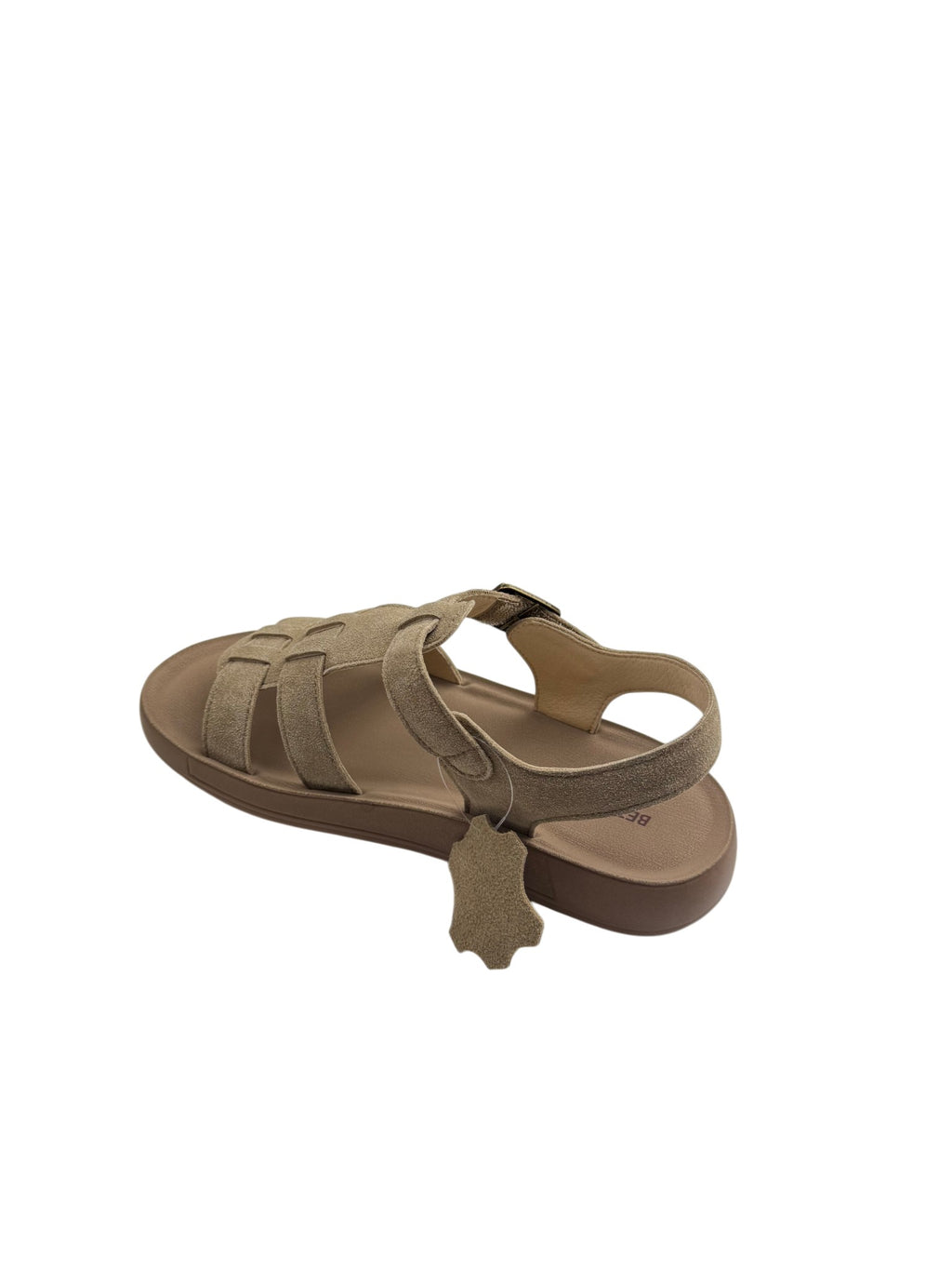 Sandale casual damă bej din piele naturală întoarsă cu bretele