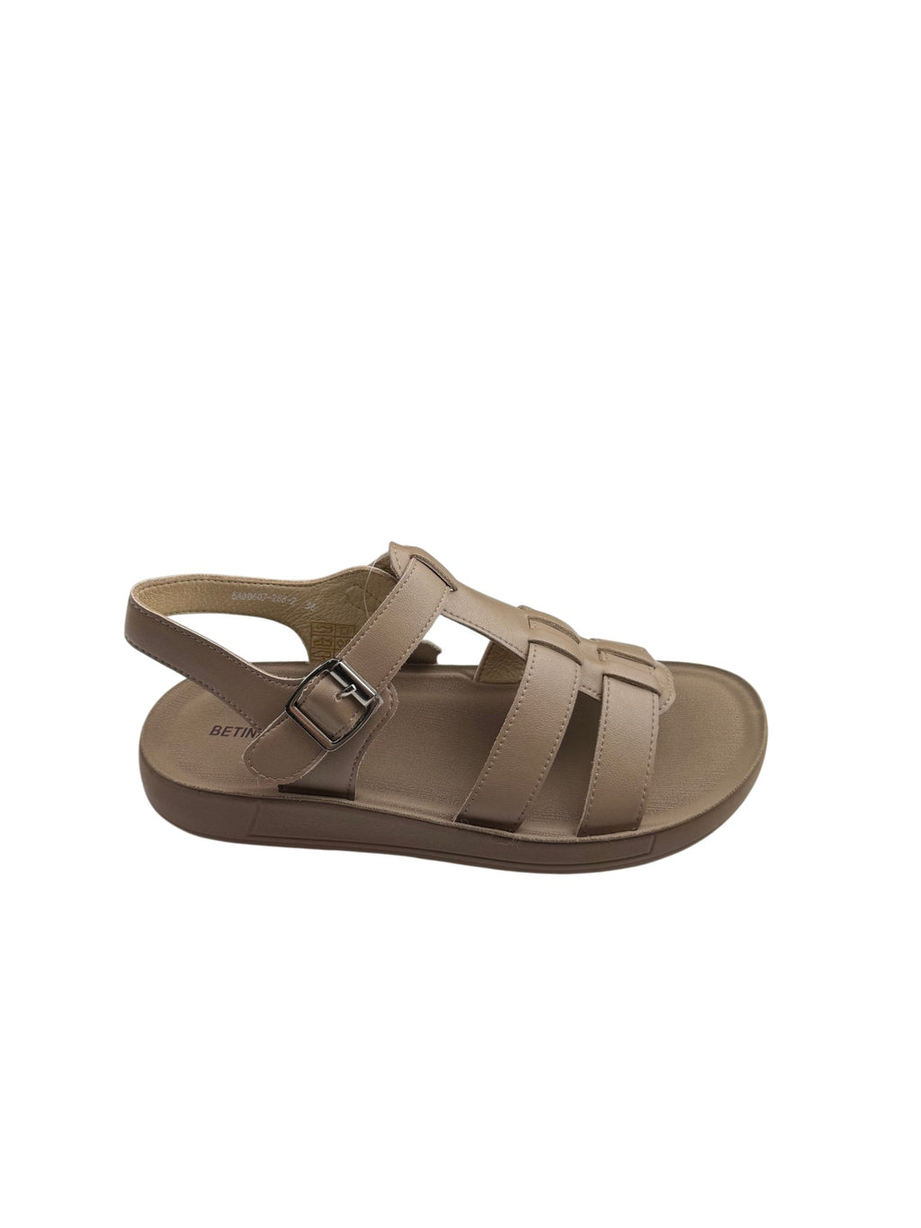 Sandale casual damă bej din piele naturală cu bretele