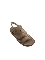 Sandale casual damă bej din piele naturală cu bretele