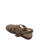 Sandale casual damă bej din piele naturală cu bretele