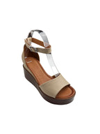 Sandale casual damă bej din piele naturală cu platformă maro