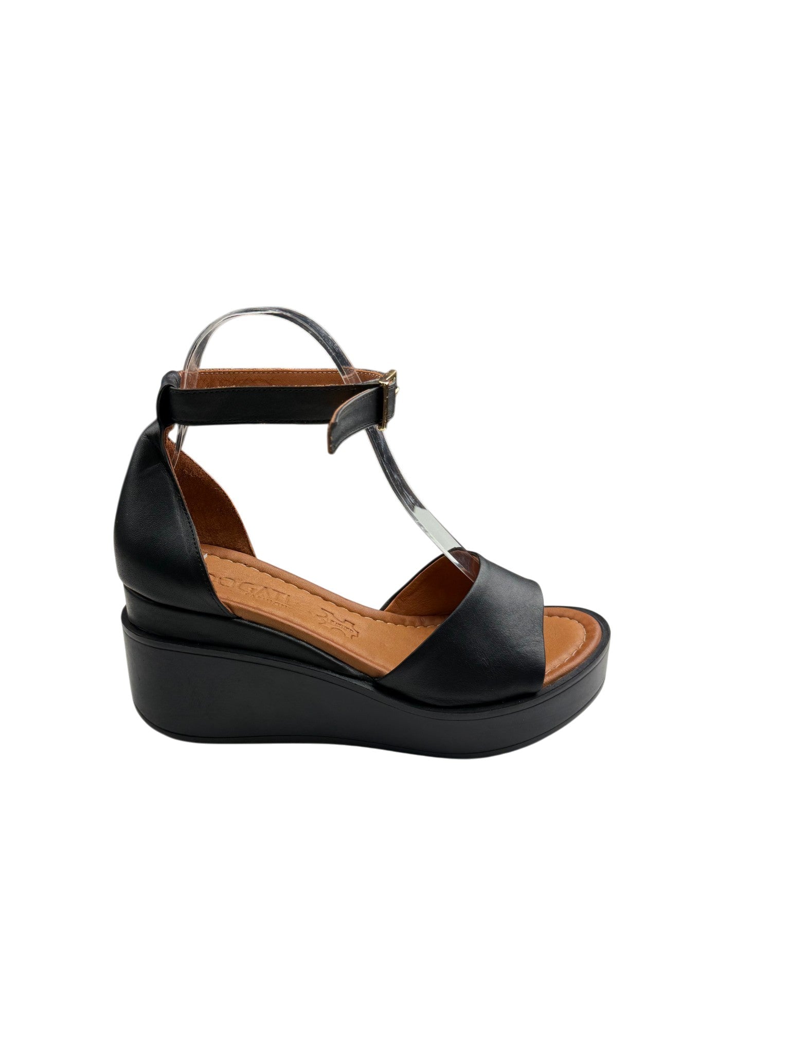 Sandale casual damă negre din piele naturală cu platformă