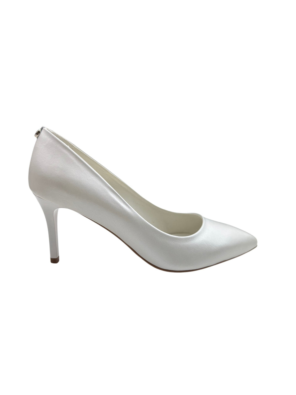 Pantofi eleganți damă albi cu vârf ascuțit și toc subțire
