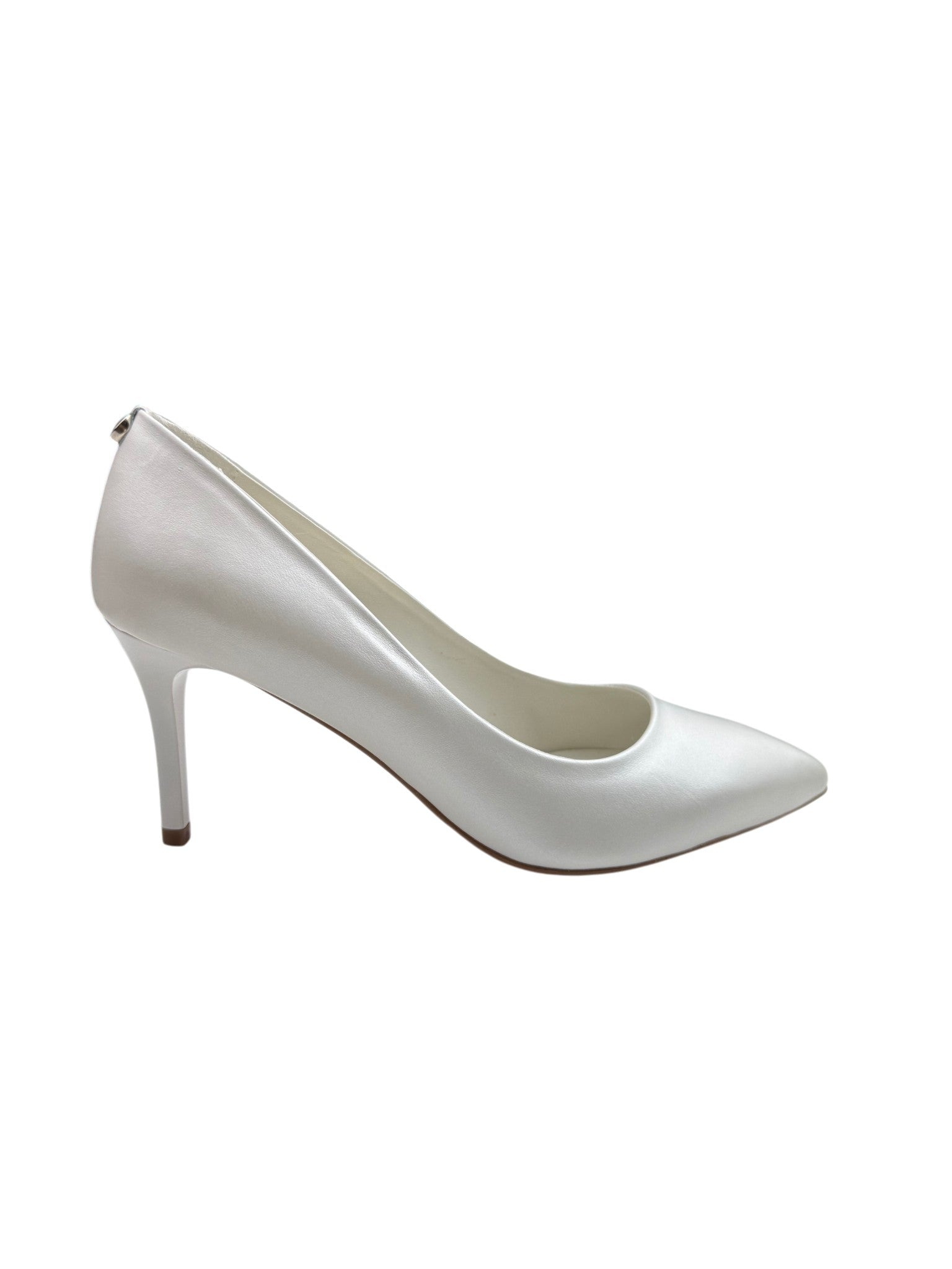 Pantofi eleganți damă albi cu vârf ascuțit și toc subțire