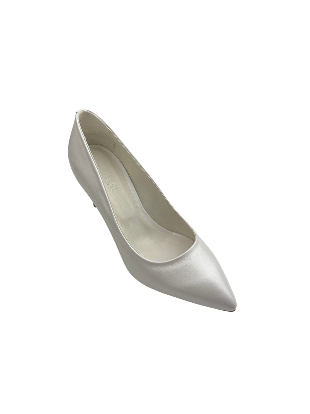 Pantofi eleganți damă albi cu vârf ascuțit și toc subțire