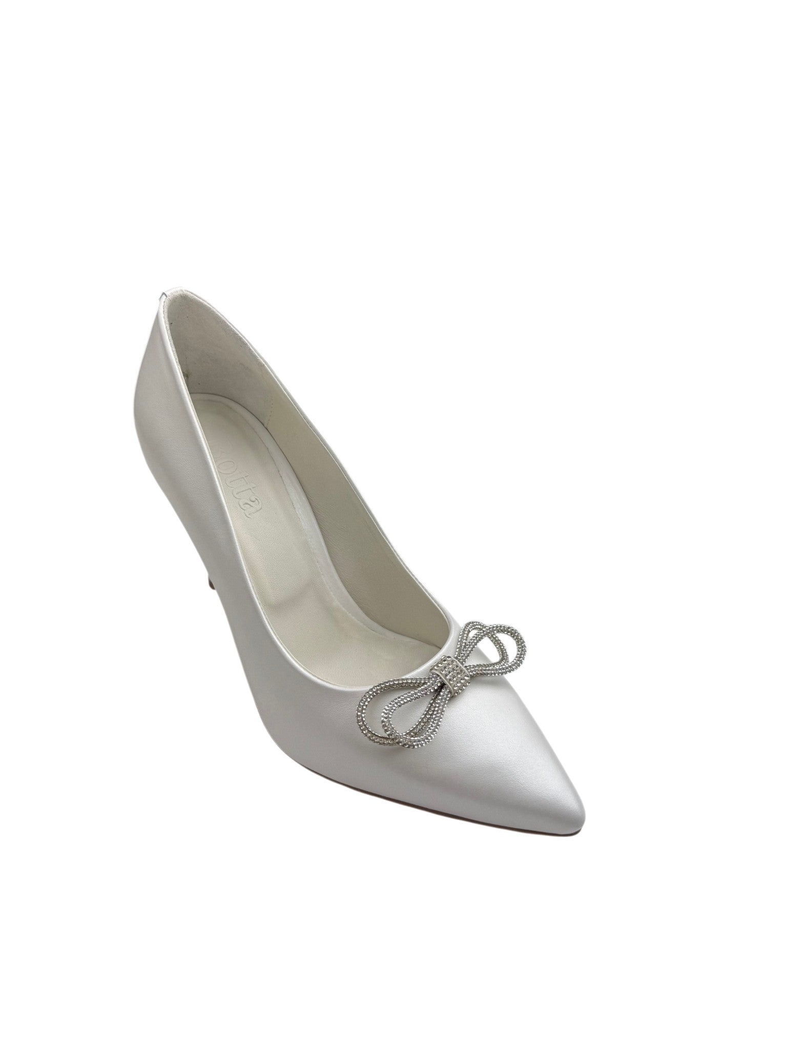 Pantofi eleganți damă albi din piele naturală