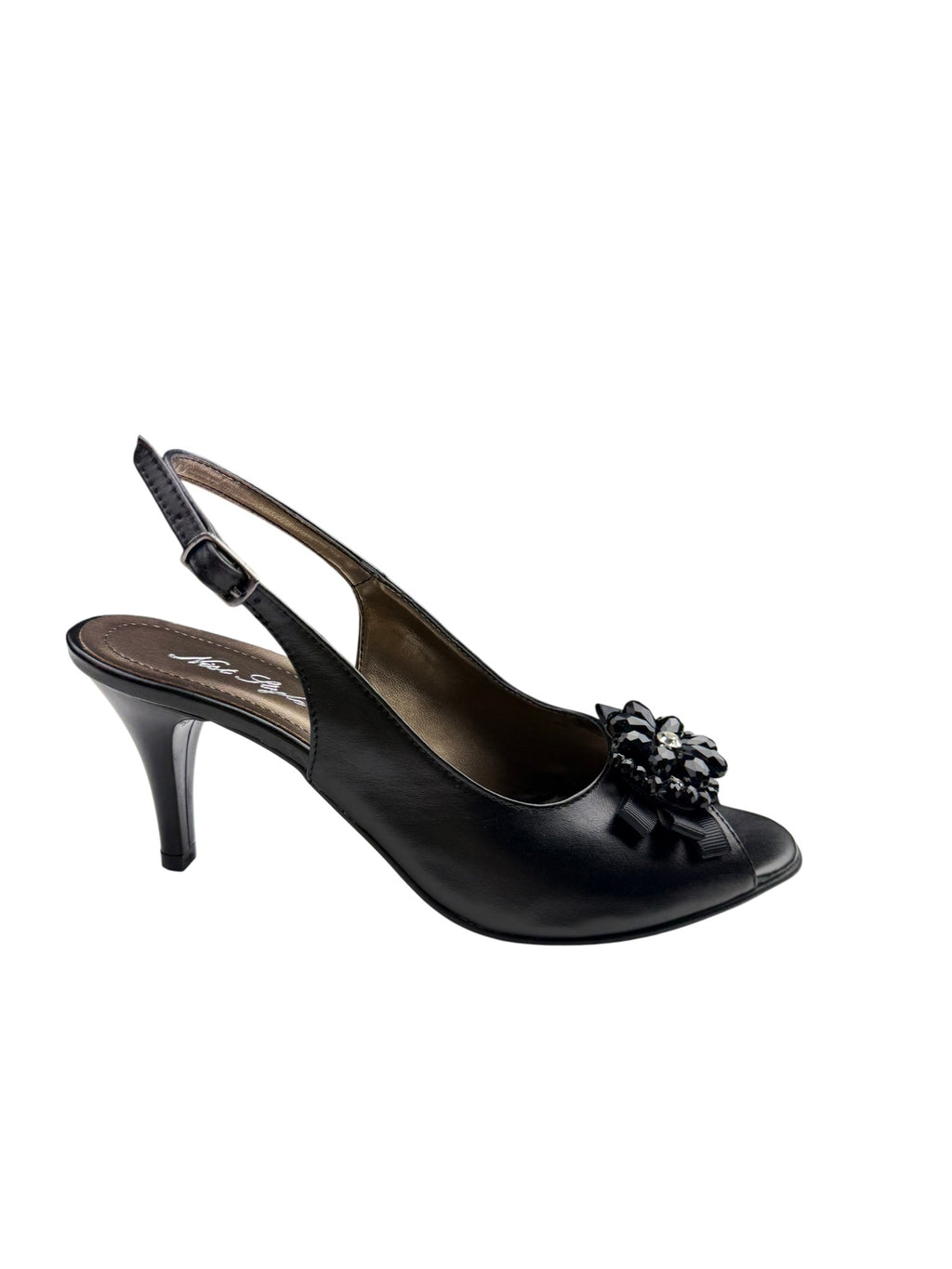 Sandale elegante damă negre din piele naturală