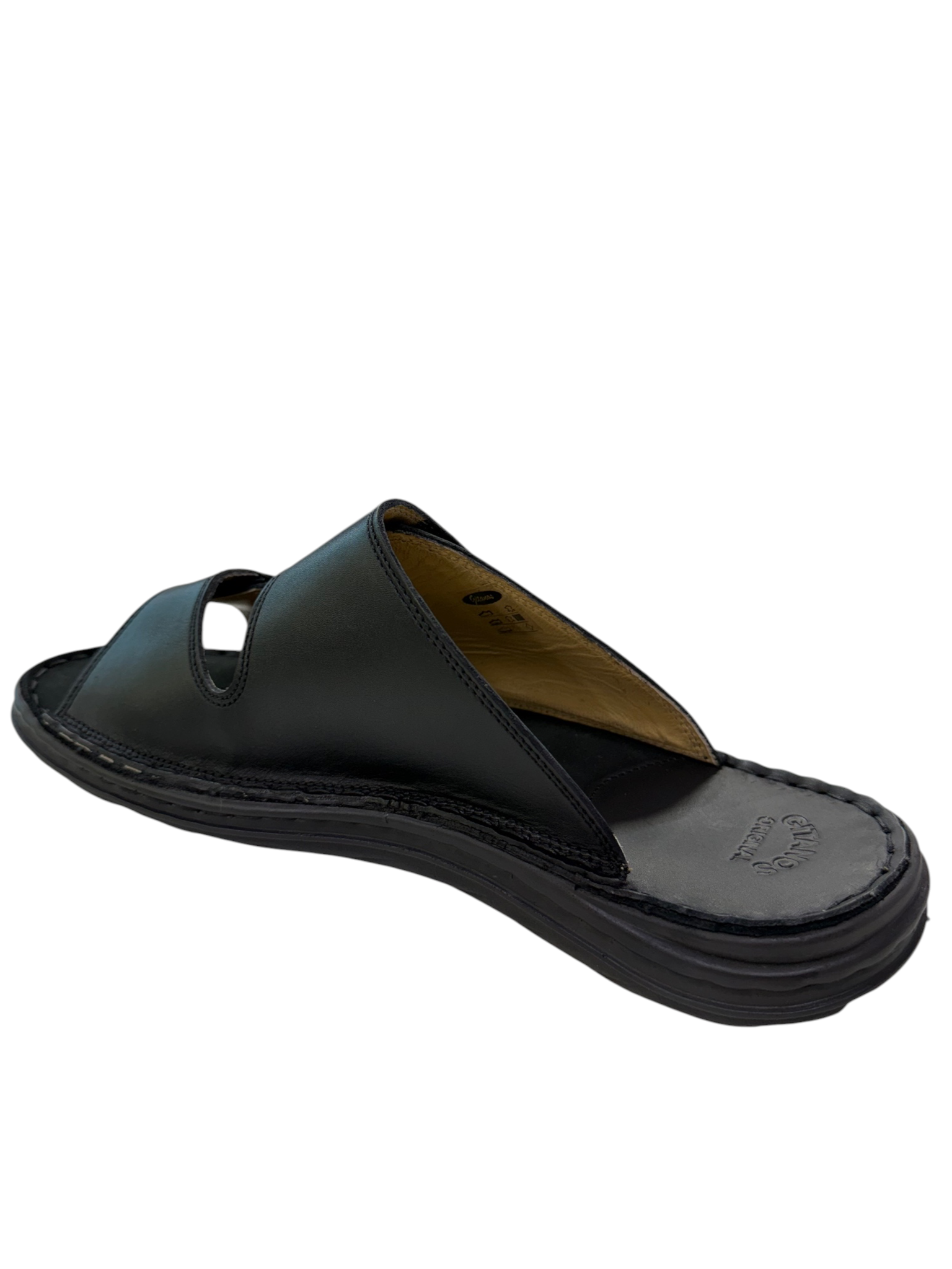 Papuci casual bărbați negri din piele naturală cu arici