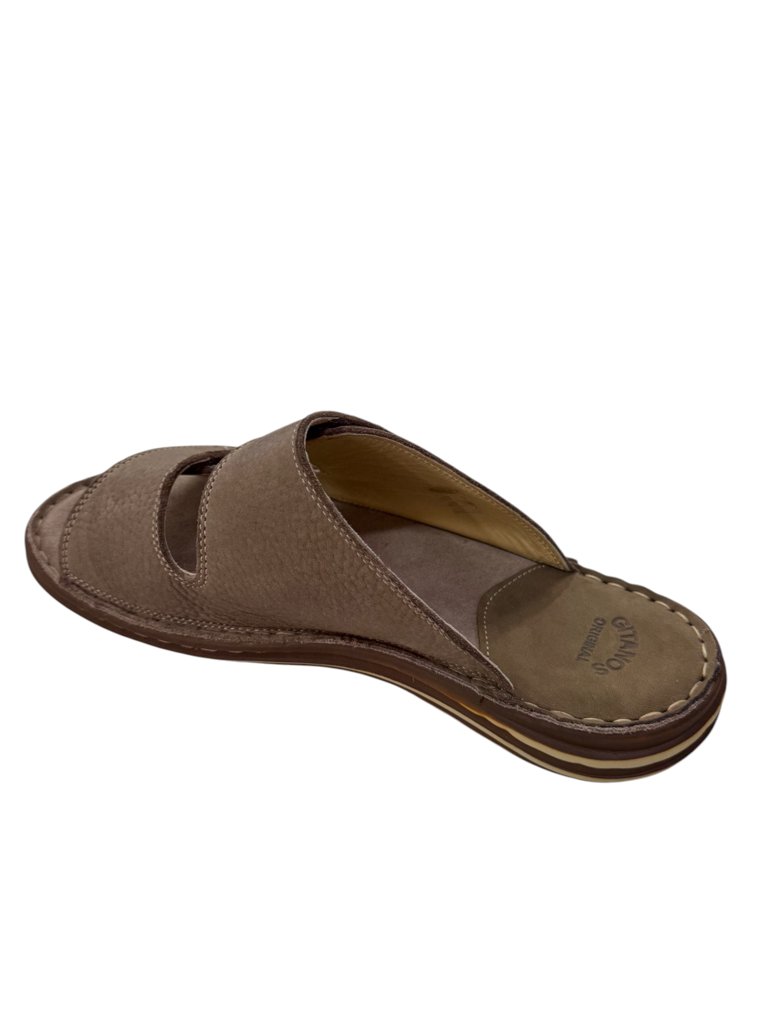 Papuci casual bărbați nisip din piele naturală cu arici