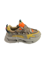 Pantofi sport damă din piele naturală bej/galben/portocaliu