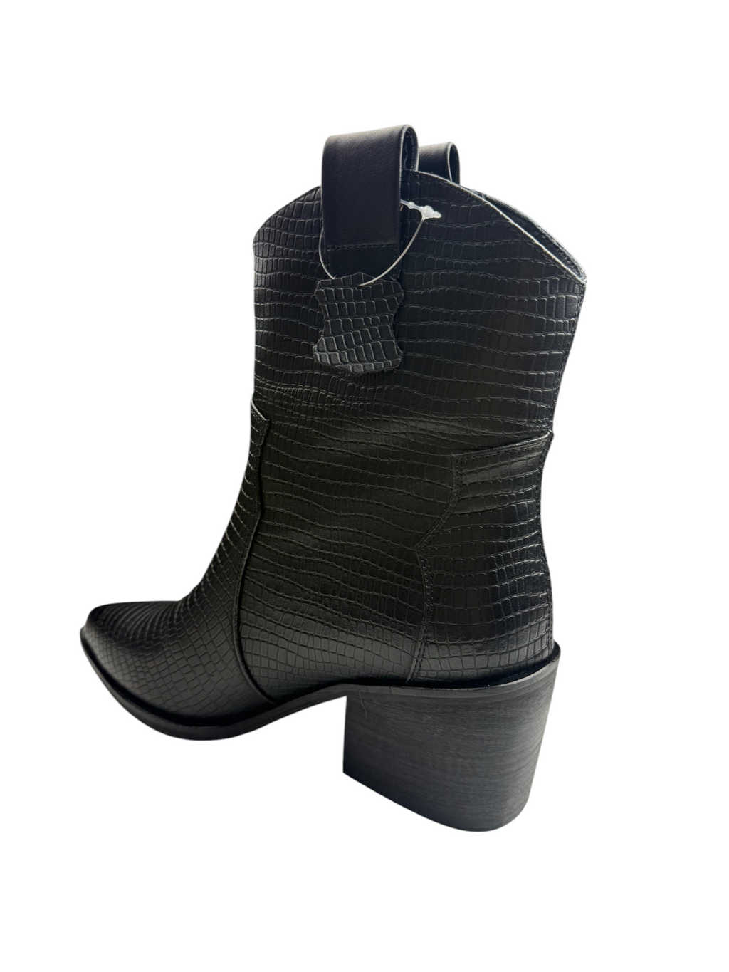 Ghete damă din piele naturală, negru croco