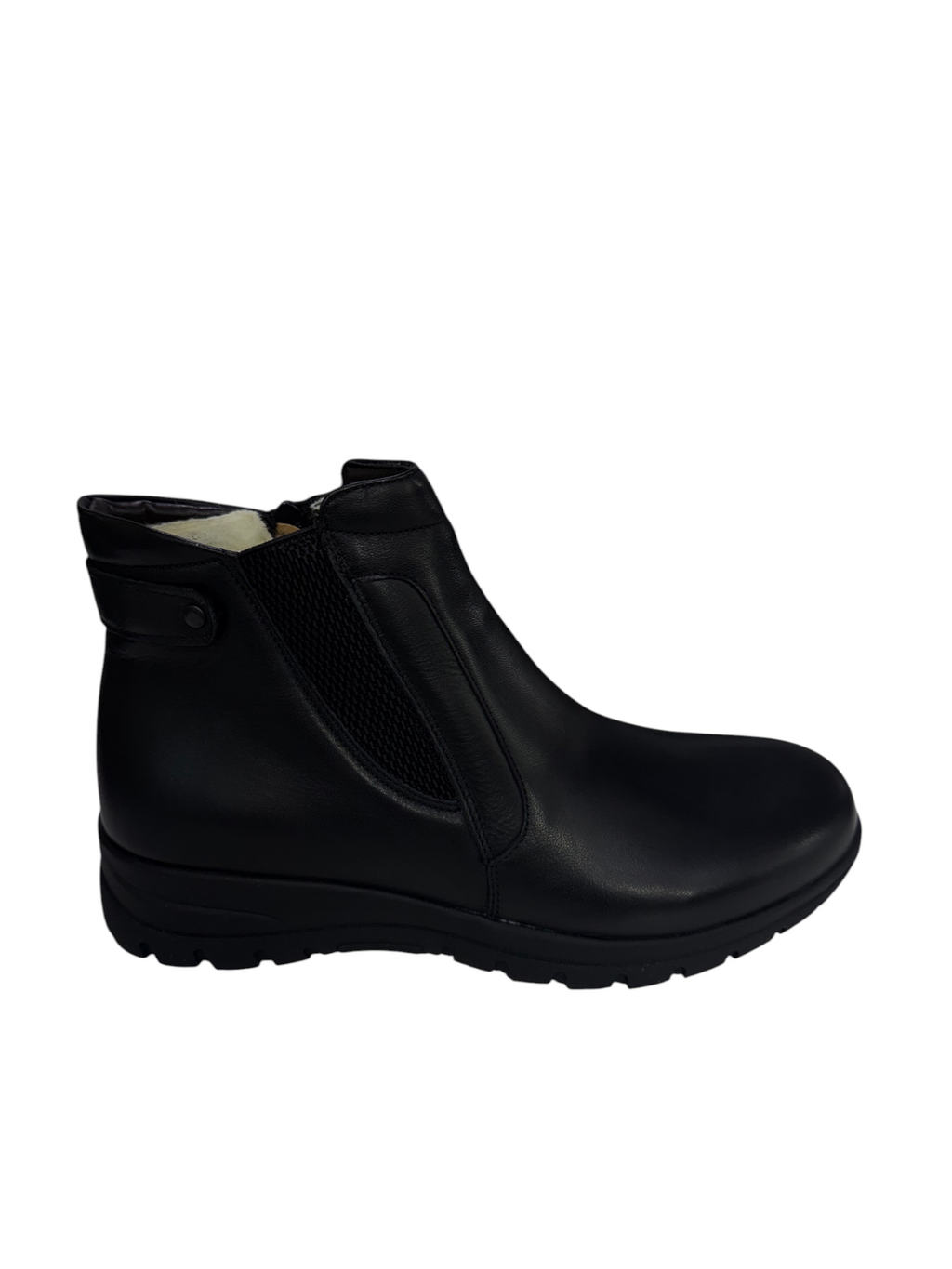 Ghete damă din piele naturală cu blană naturală de oaie – negre