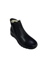 Ghete damă din piele naturală cu blană naturală de oaie – negre