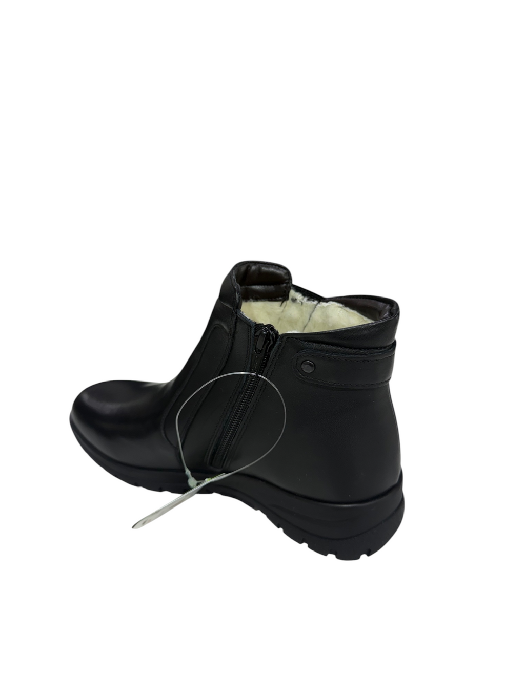 Ghete damă din piele naturală cu blană naturală de oaie – negre