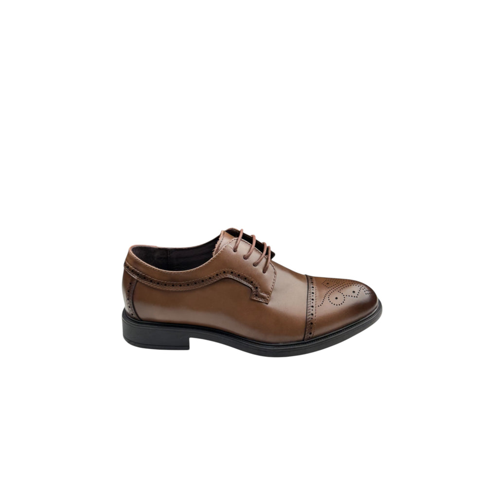 Pantofi eleganți bărbați din piele naturală maro – Design Oxford cu vârf perforat