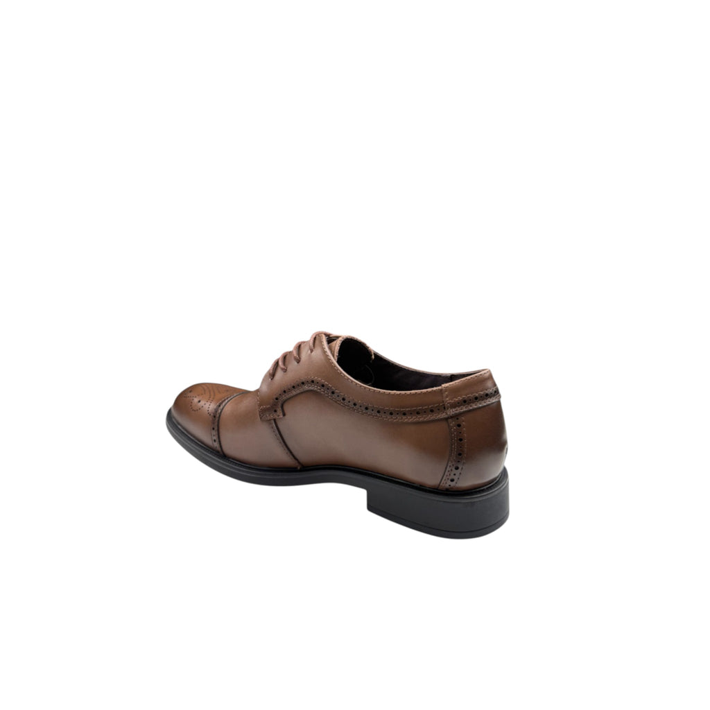 Pantofi eleganți bărbați din piele naturală maro – Design Oxford cu vârf perforat