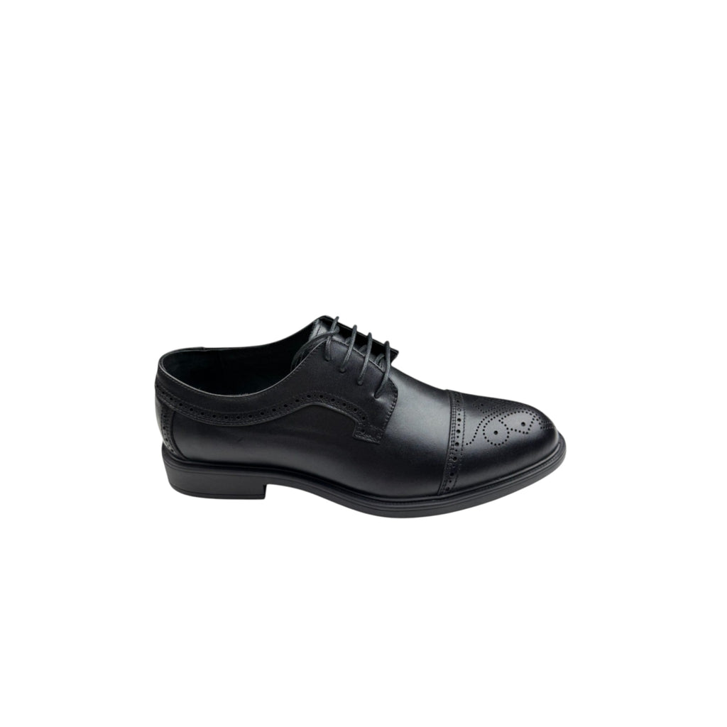 Pantofi eleganți bărbați din piele naturală neagră – Design Oxford cu vârf perforat