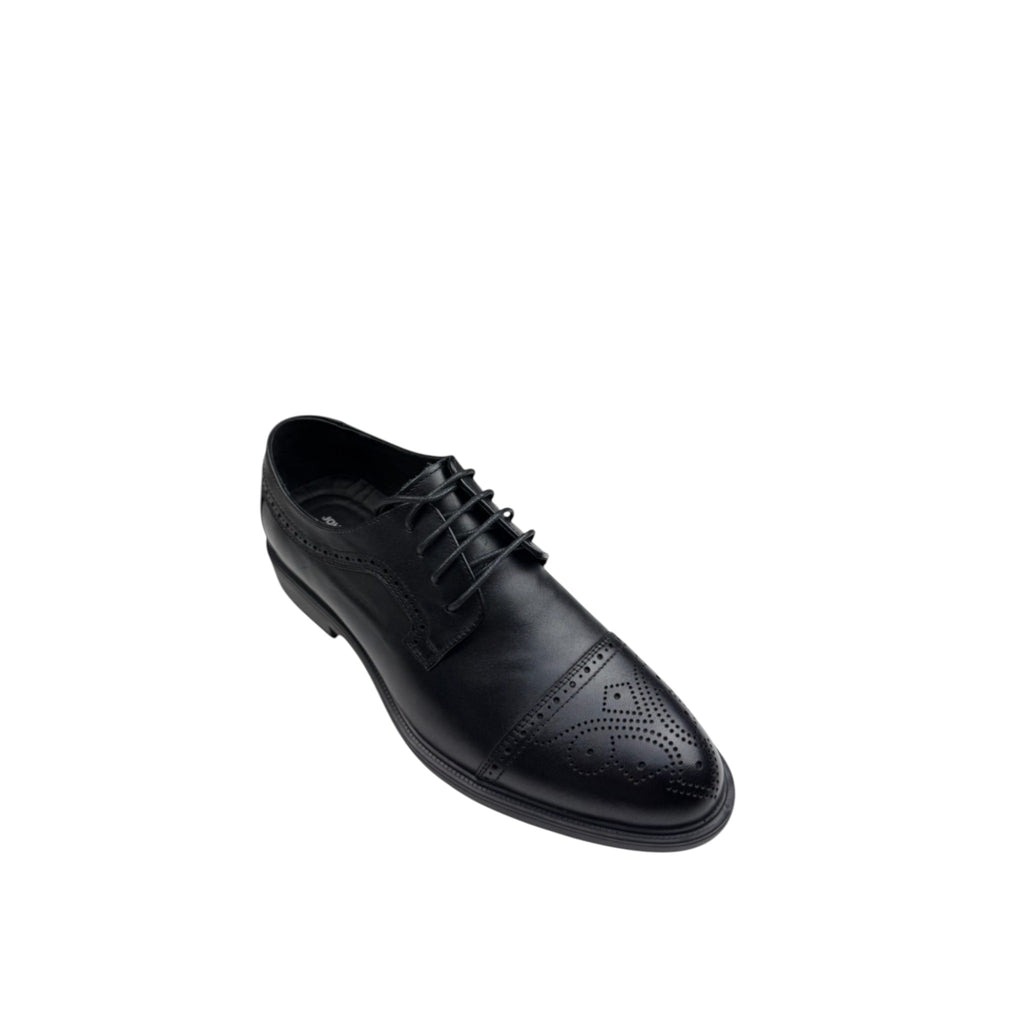Pantofi eleganți bărbați din piele naturală neagră – Design Oxford cu vârf perforat