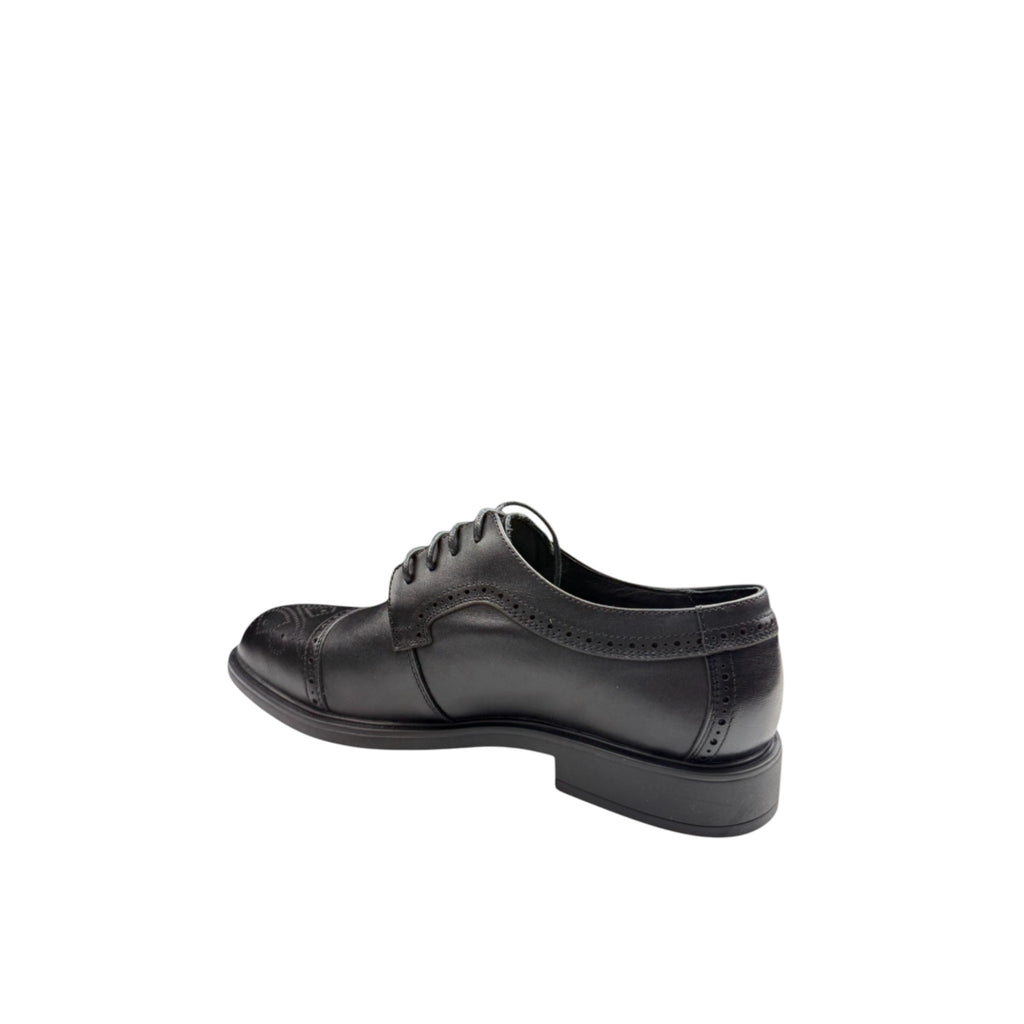 Pantofi eleganți bărbați din piele naturală neagră – Design Oxford cu vârf perforat