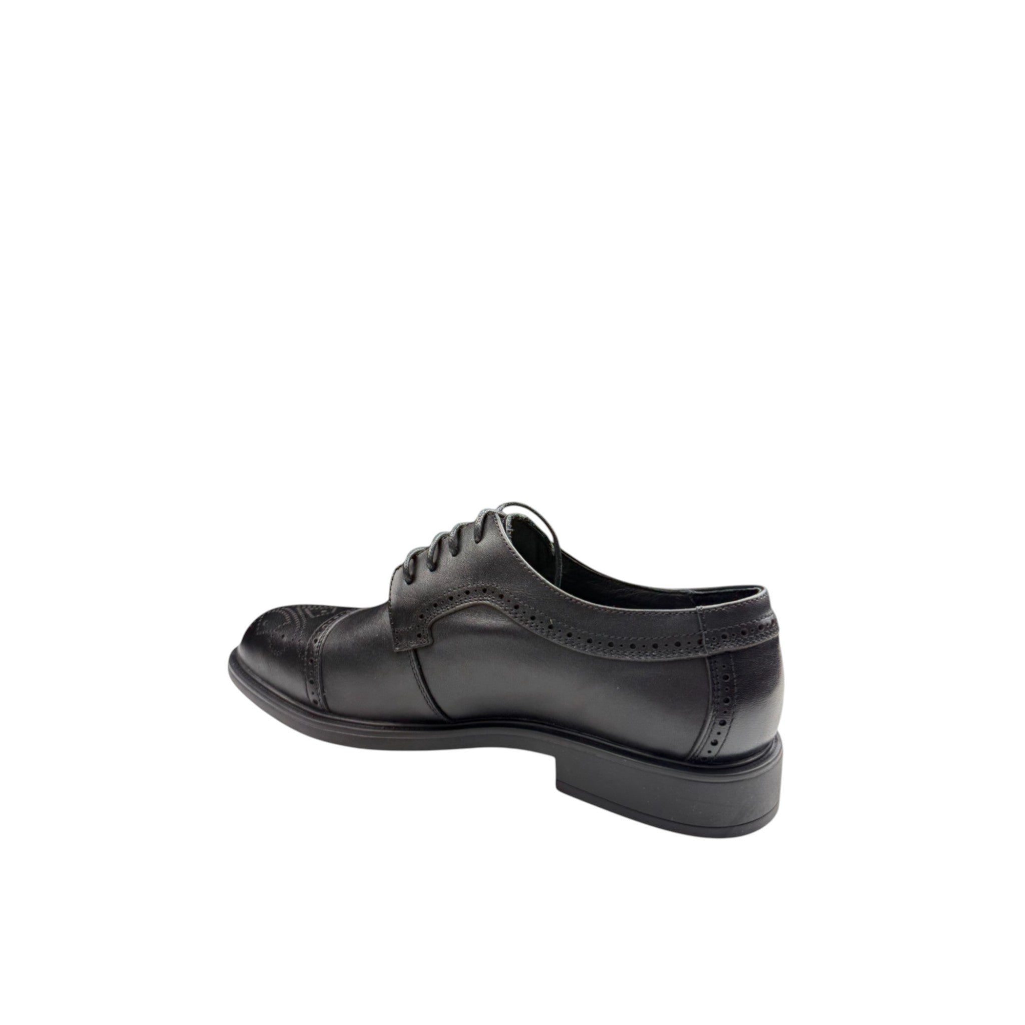 Pantofi eleganți bărbați din piele naturală neagră – Design Oxford cu vârf perforat