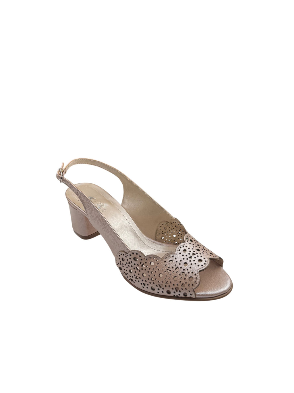 Sandale elegante damă roz din piele naturală cu decupaje perforate