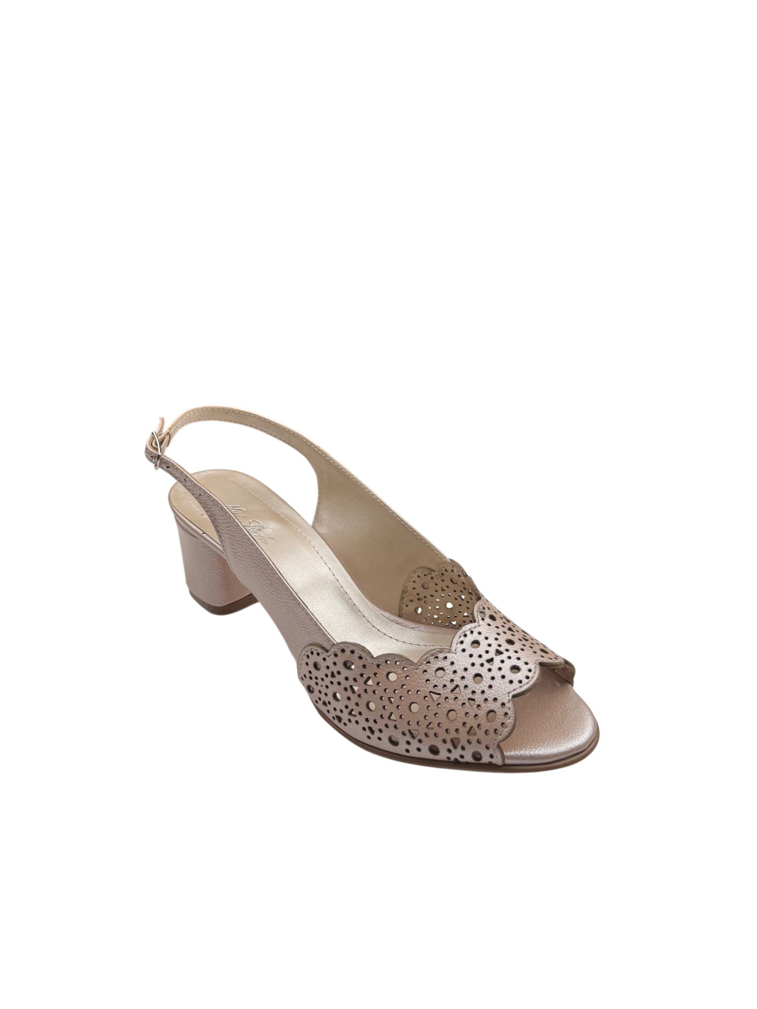 Sandale elegante damă roz din piele naturală cu decupaje perforate